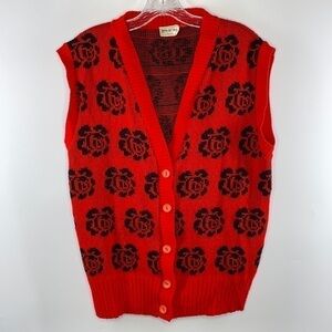 Vintage Highland Fair Rose Scottish Red Sweater Vest Medium